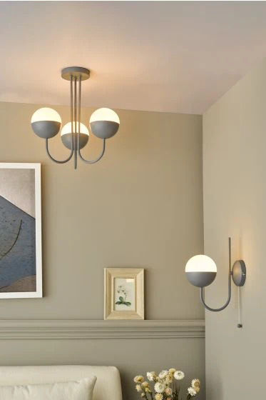 Andre 3 Light Semi Flush Grey Opal Glass - Image 5
