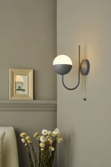 Andre Single Wall Light Grey Opal Glass - Image 3