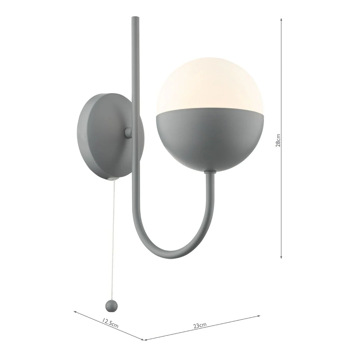 Andre Single Wall Light Grey Opal Glass - Image 5