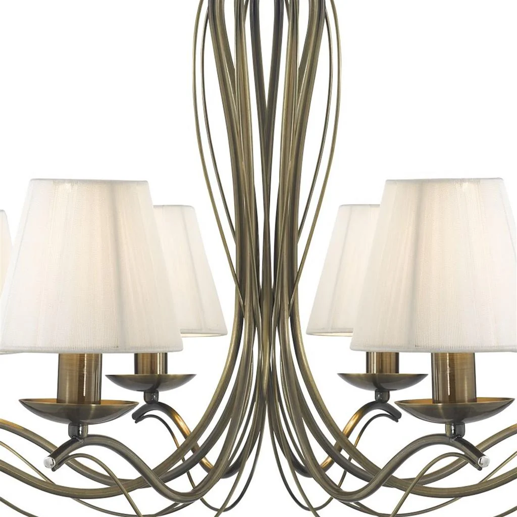 Andretti 5/8Lt Multi-Arm Pendant-Antique Brass & Ivory String Fabric - Image 5