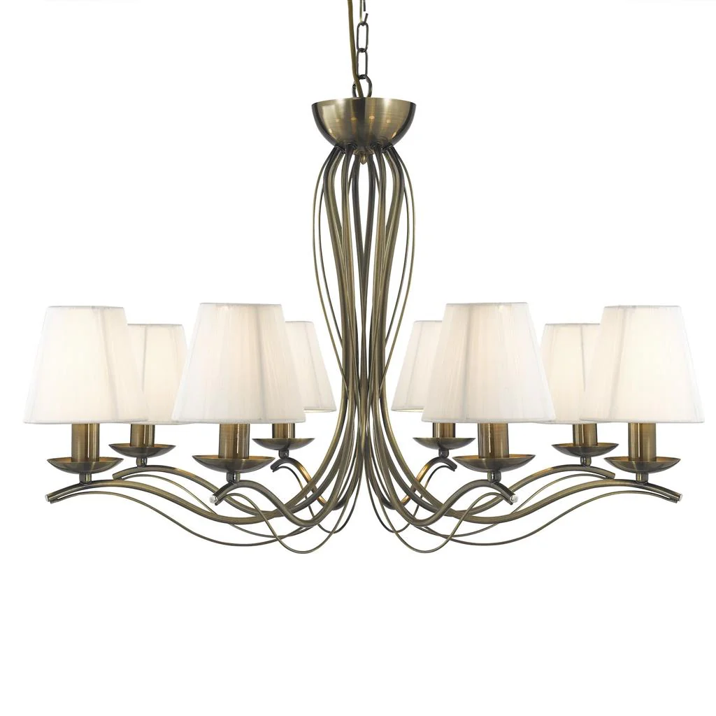 Andretti 5/8Lt Multi-Arm Pendant-Antique Brass & Ivory String Fabric - Image 8