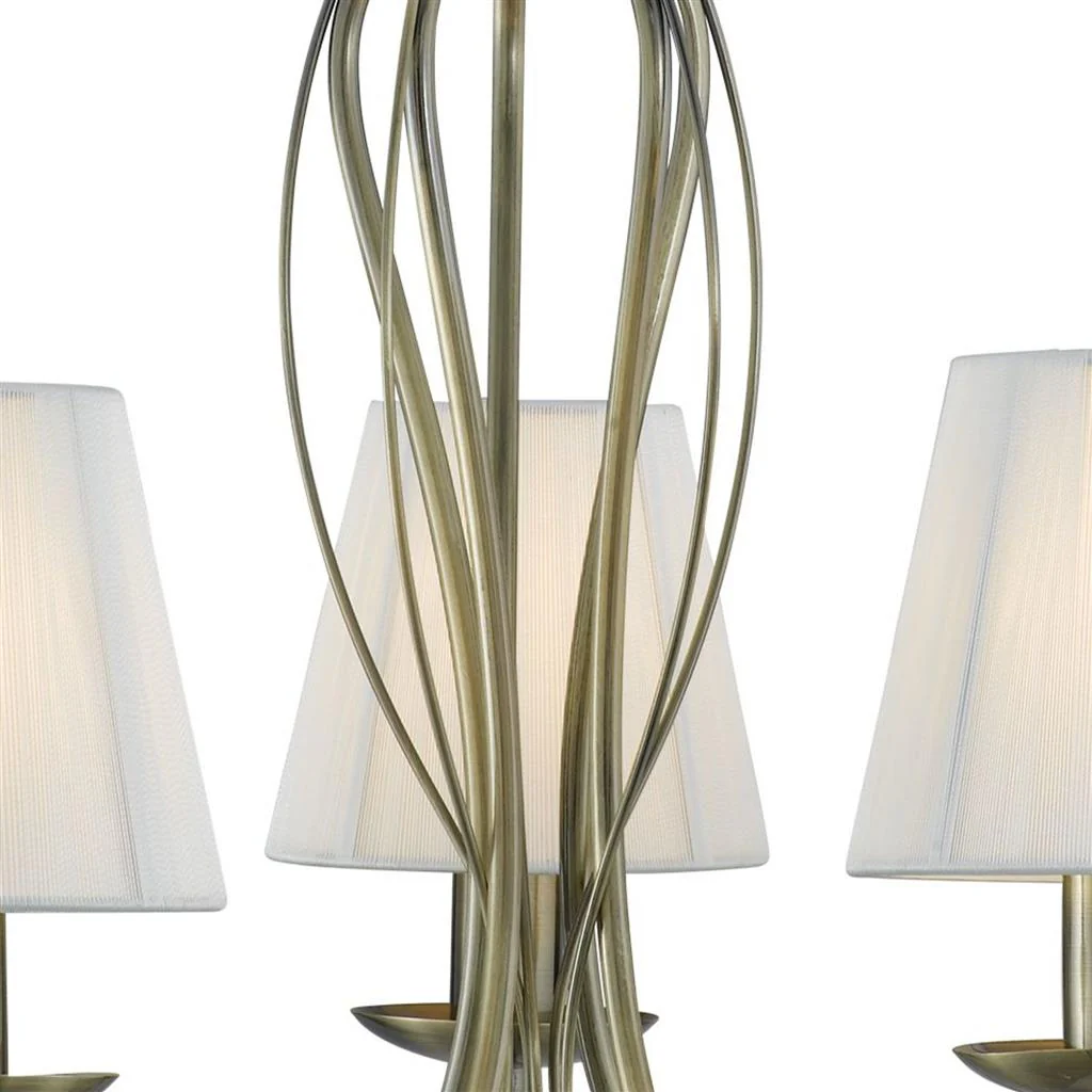 Andretti 5/8Lt Multi-Arm Pendant-Antique Brass & Ivory String Fabric - Image 2