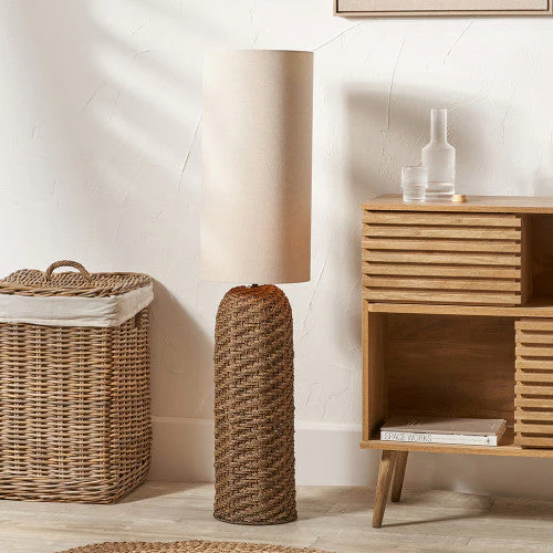 Andros Brown Woven Seagrass Floor Lamp - Image 3