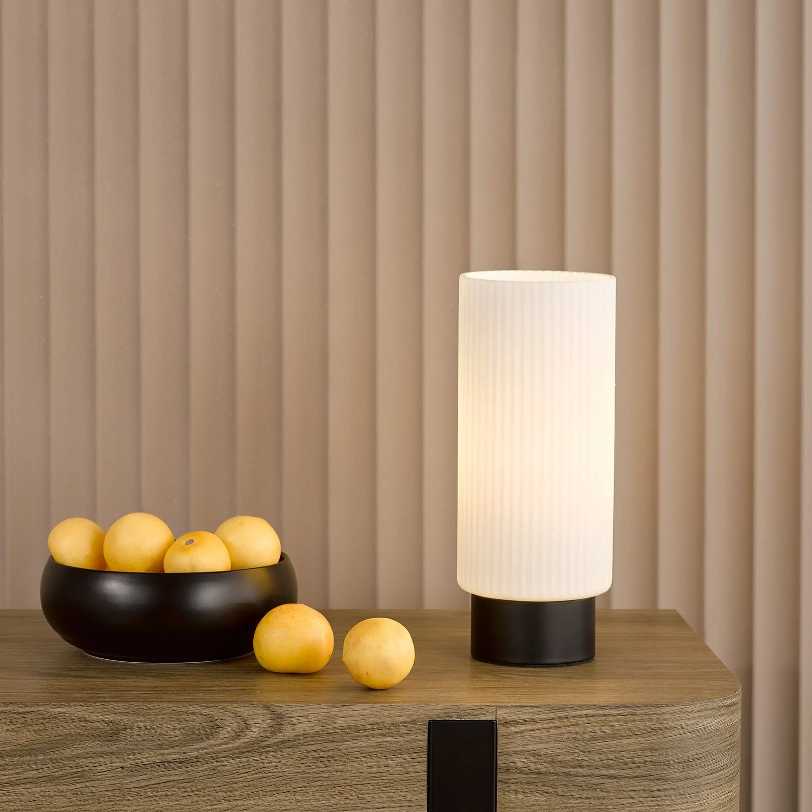 Aneska Table Lamp- Matt Black and Opal Glass - Image 4
