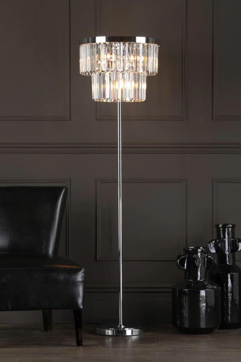 Angel 6 Light Floor Lamp Polished Chrome Crystal - Image 5