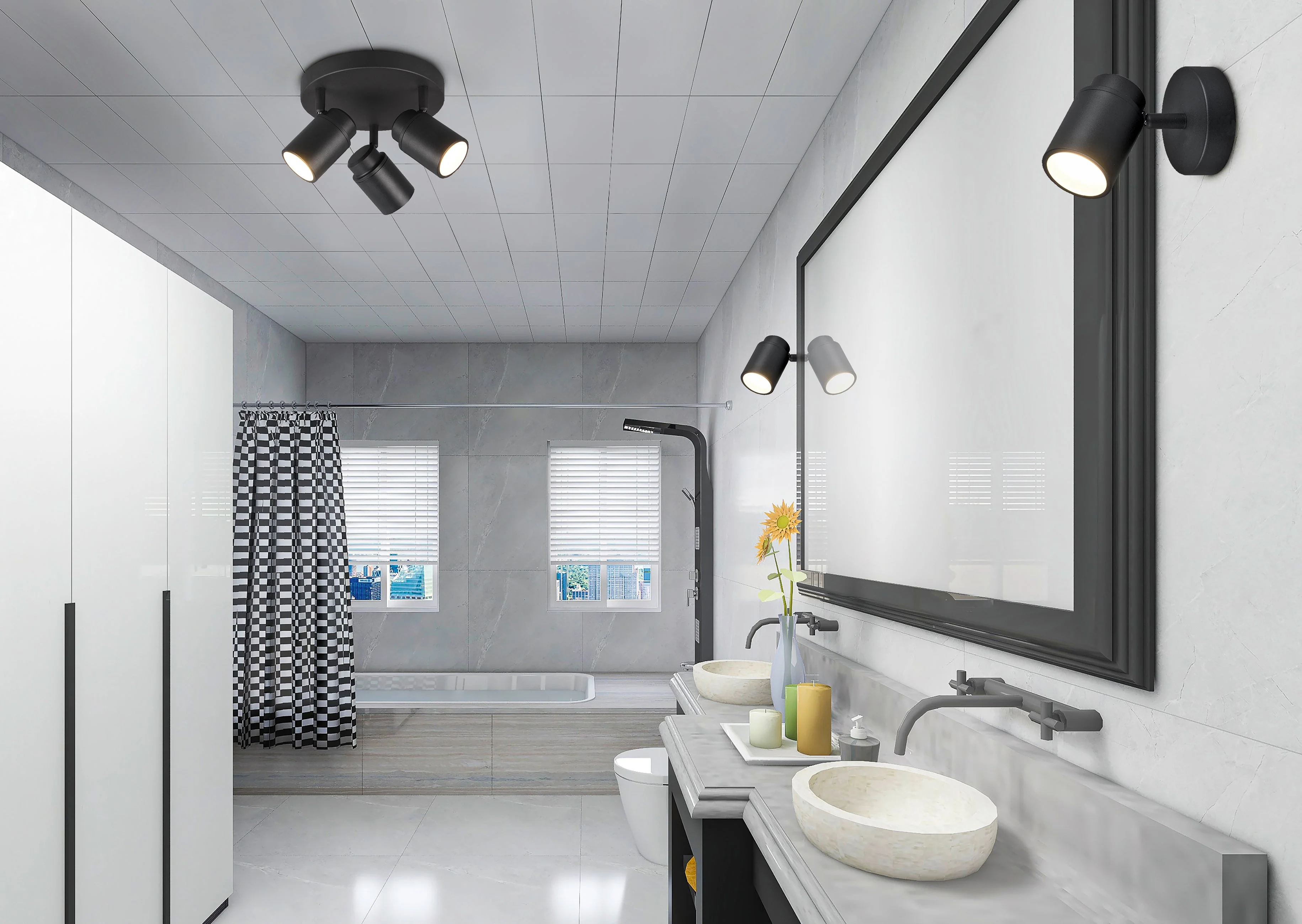Angelo Wall/Ceiling Spotlight - Chrome/Black - Image 3