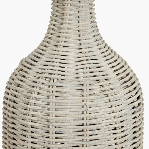 Anika Rattan Bottle Table Lamp- Grey Wash - Image 3