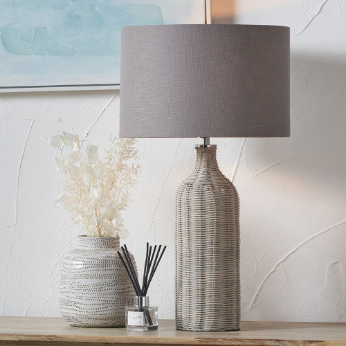 Anika Rattan Bottle Table Lamp- Grey Wash - Image 4