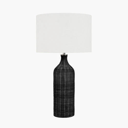 Anika Rattan Bottle Table Lamp- Natural/ Black Finishes - Image 2