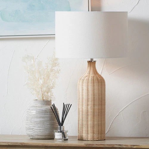 Anika Rattan Bottle Table Lamp- Natural/ Black Finishes - Image 4