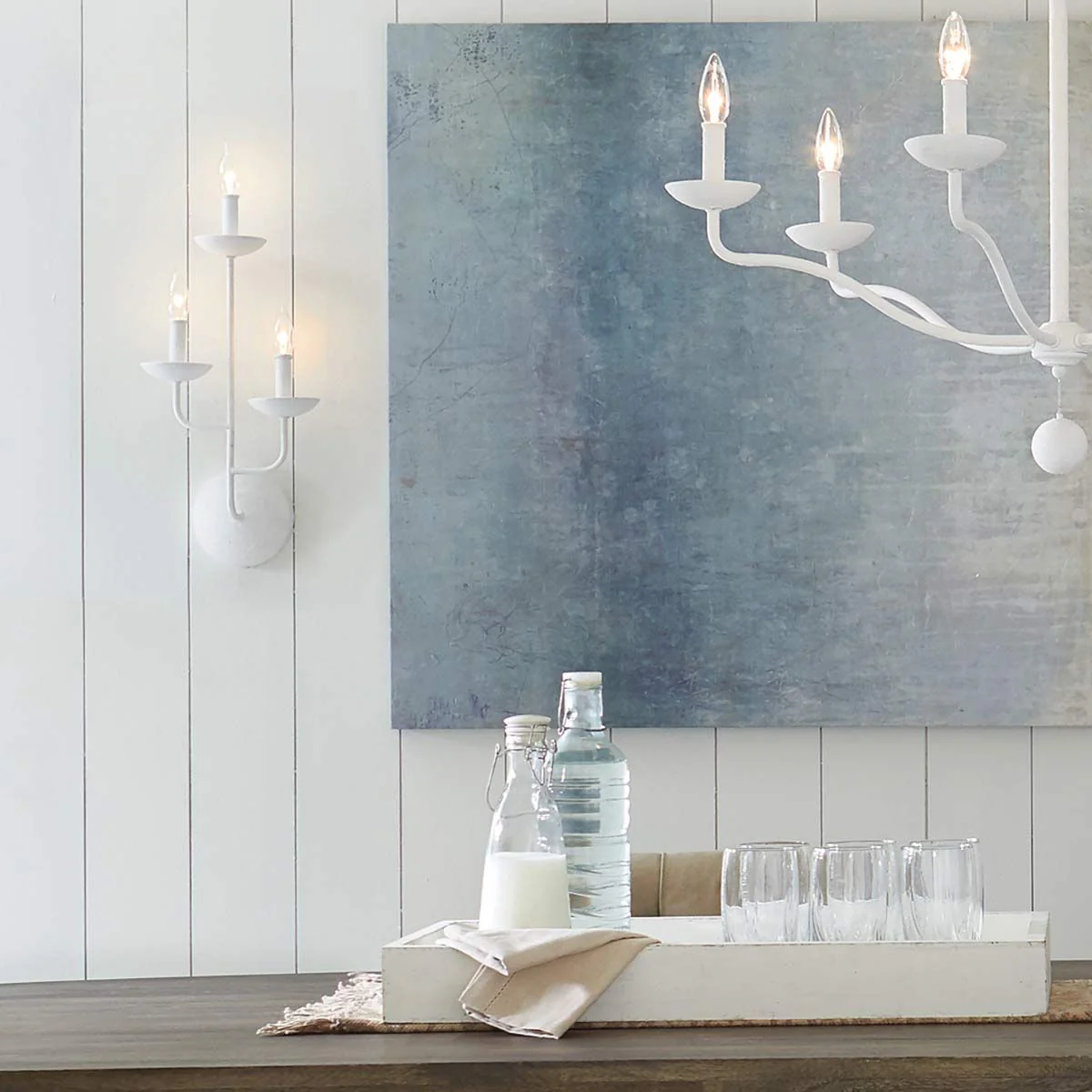 Annie 3 Light Wall Light - Textured Plaster White IP20 E14 - Image 5