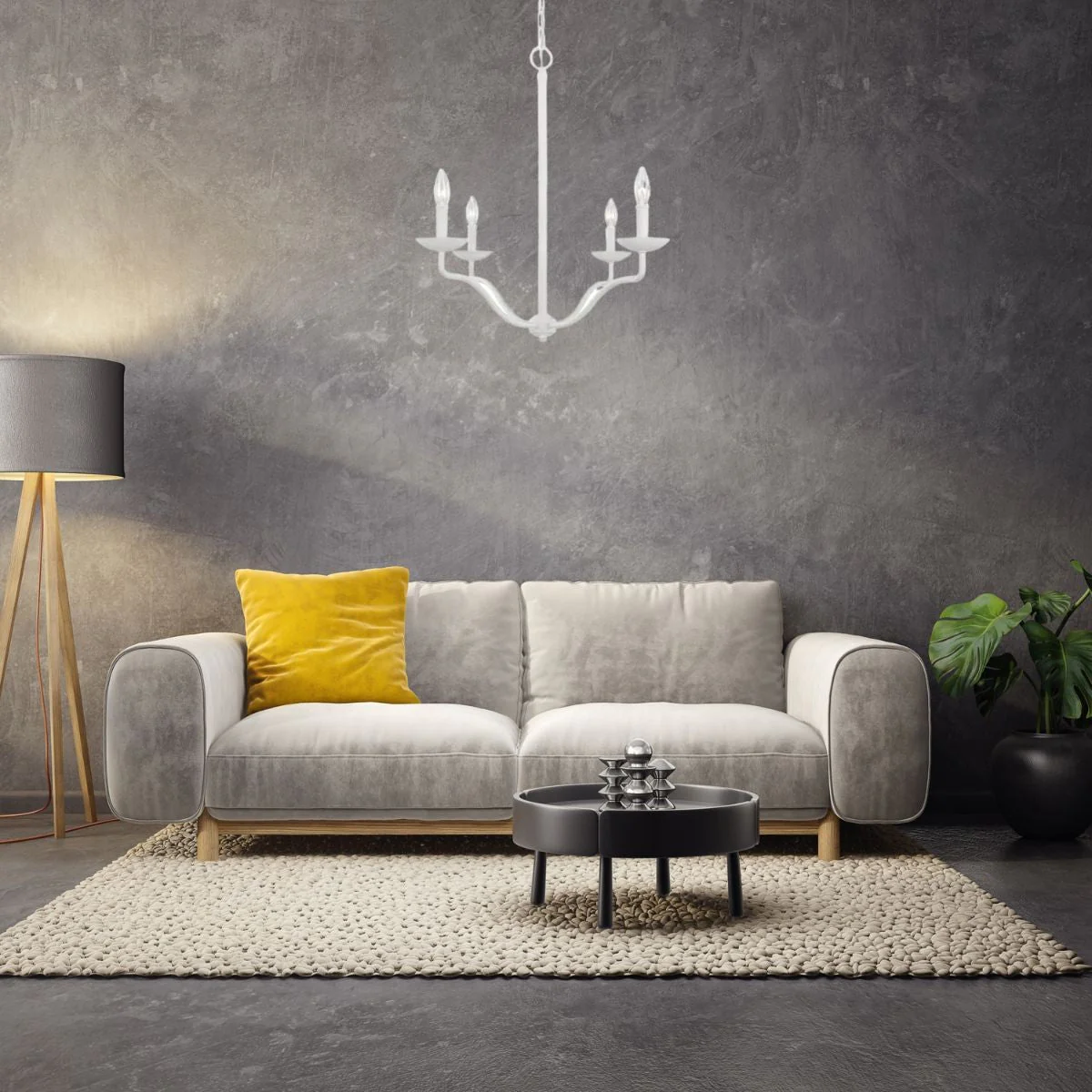 Annie 4/6Lt Multi-Arm Pendant - Plaster White - Image 3