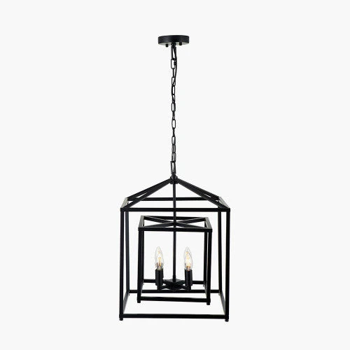 Anniston Metal 4 Light Cube Pendant- Nickel/ Black Finishes - Image 4