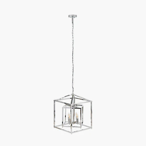 Anniston Metal 4 Light Cube Pendant- Nickel/ Black Finishes - Image 7