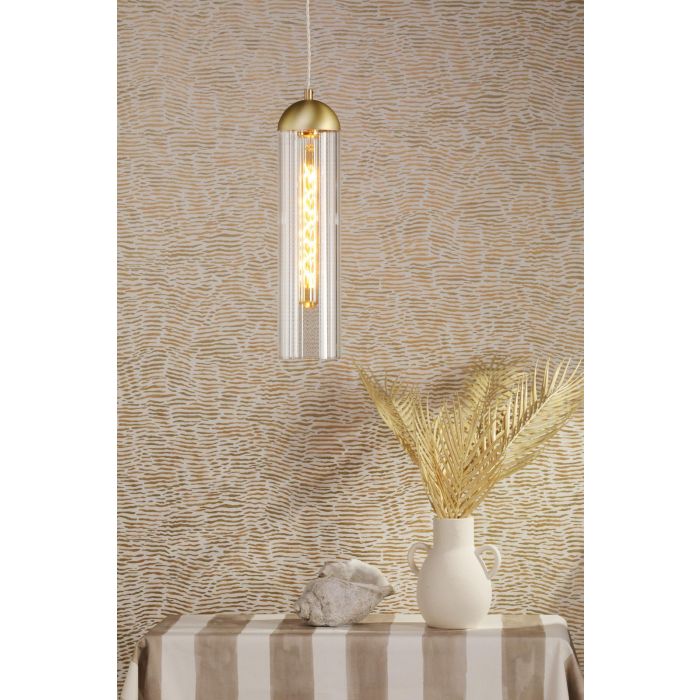 Anouk Pendant Ribbed Glass and Brushed Brass - Image 3