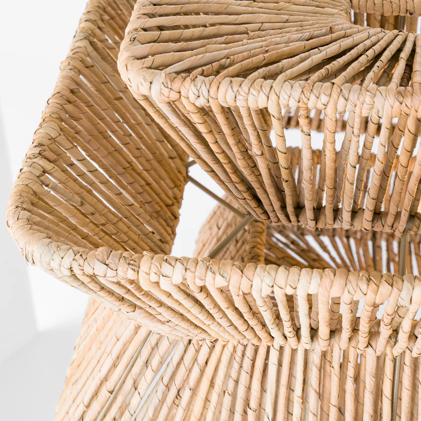 Antigua 6Lt Linear Island Pendant -  Natural Abaca & Brass - Image 3