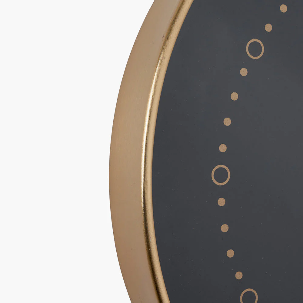 Antique Brass Framed Wall Clock - Black Finish - Image 4