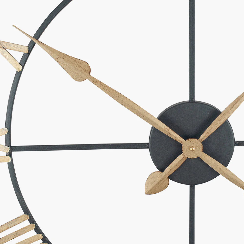 Antique Bronze and Gold Metal Round Wall Clock Large - Image 3