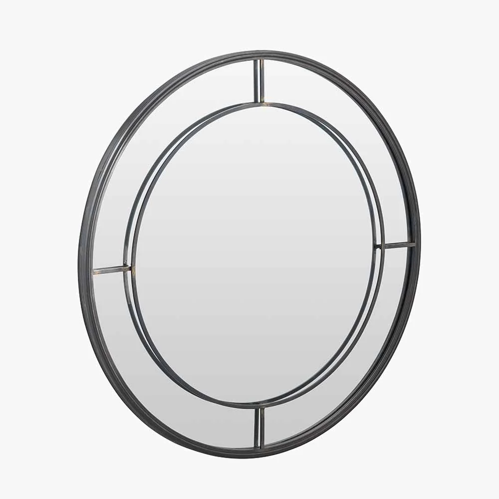 Antique Bronze Metal Round Wall Mirror - Small/Large - Image 2
