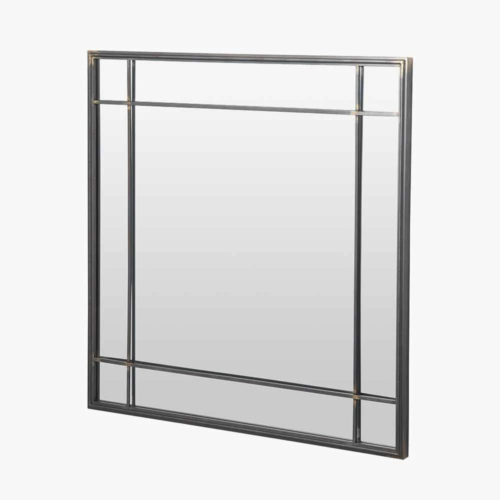 Antique Bronze Metal Square Wall Mirror - Image 2
