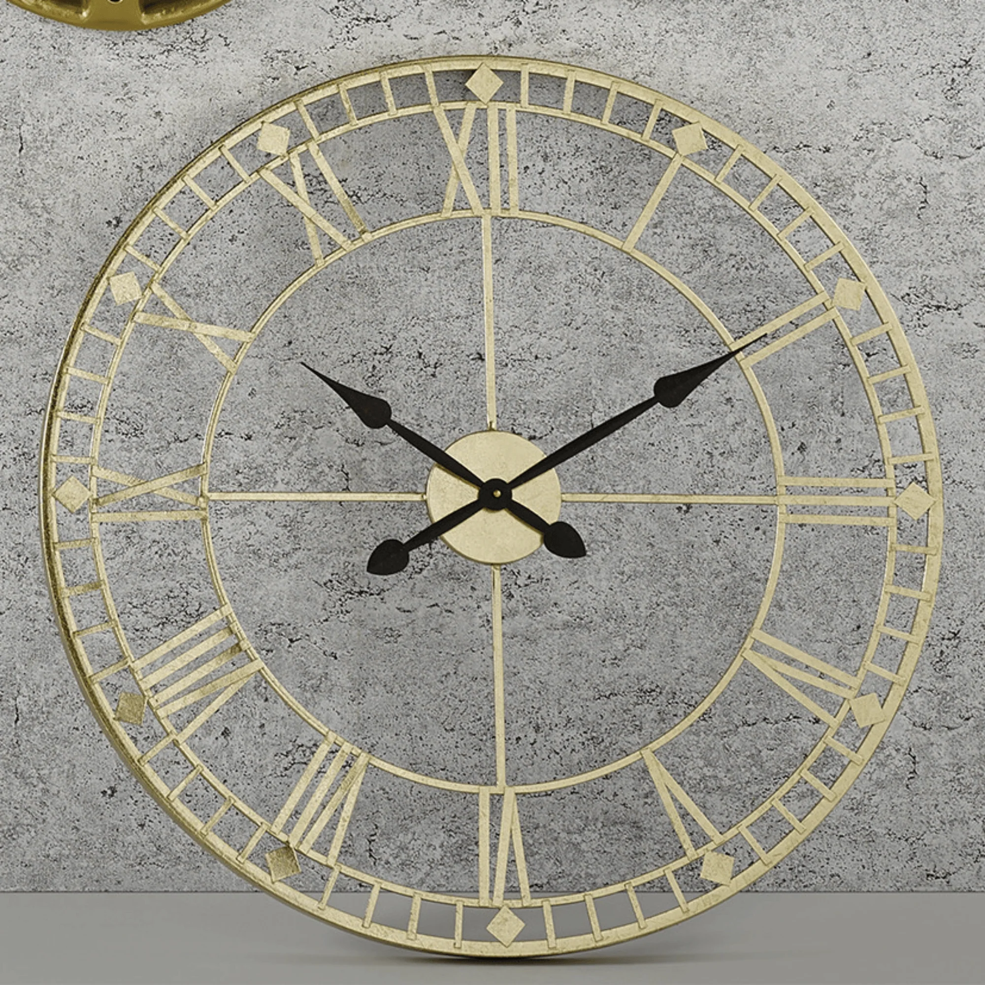 Antique Gold Metal Round Wall Clock - Image 3