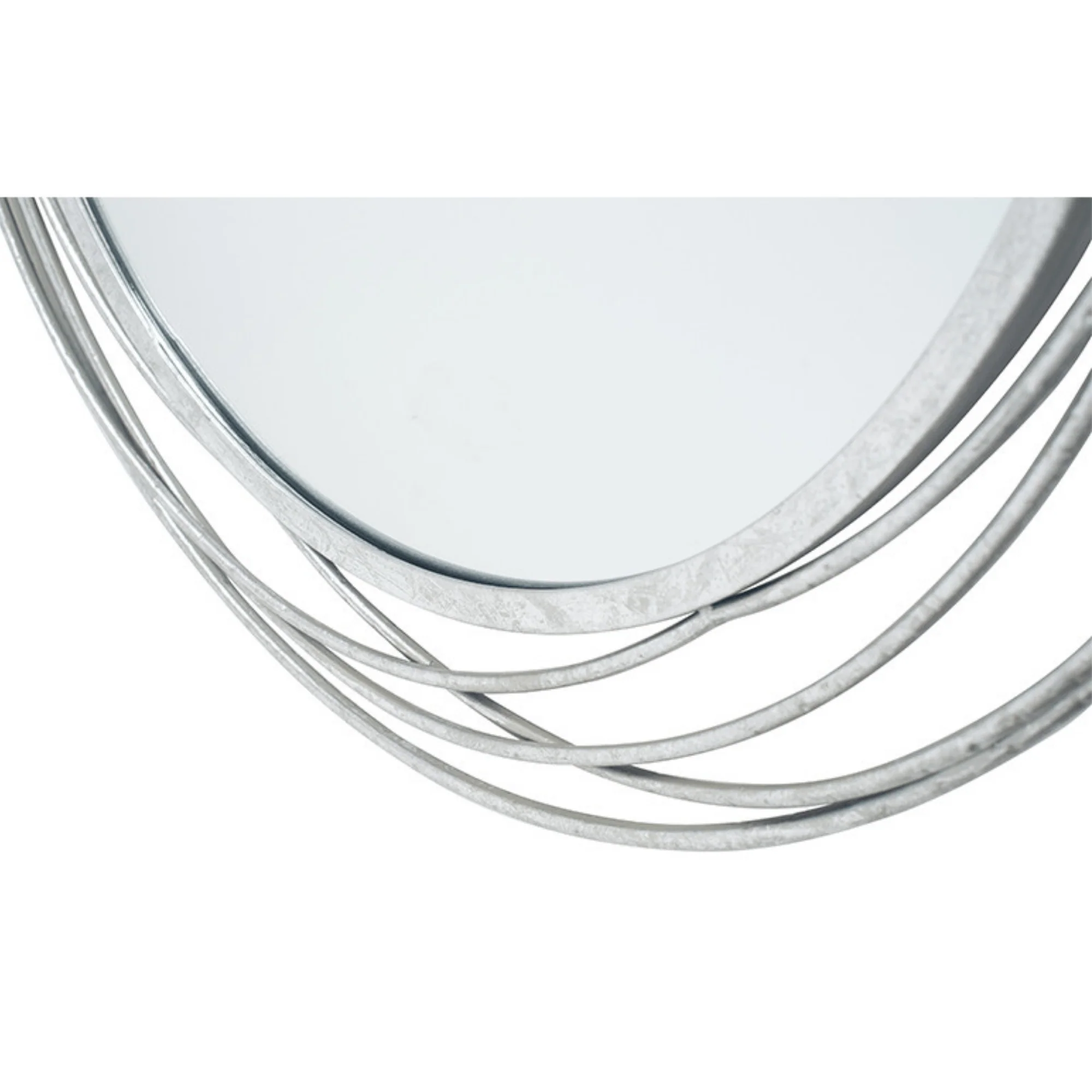 Antique Silver Metal Round Wall Mirror - Image 2