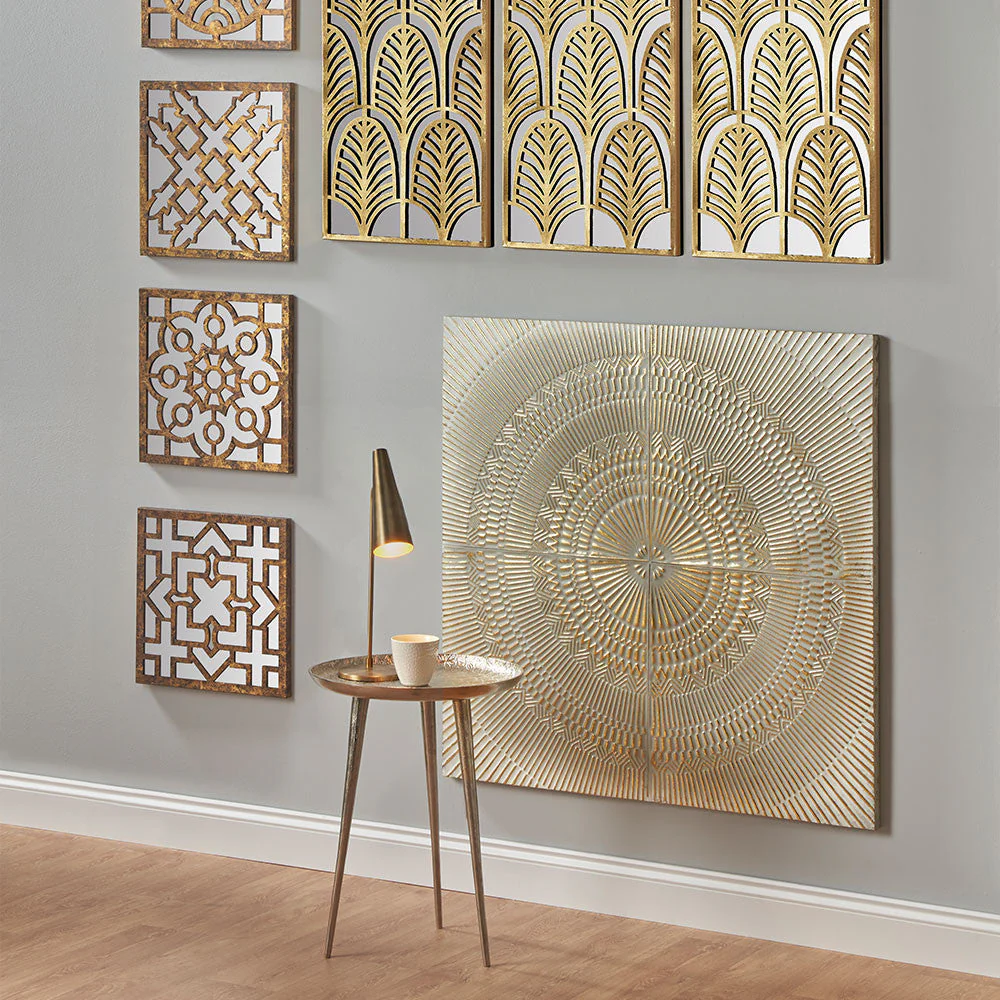 Antique White and Gold Textured Metal Wall Art - Image 5