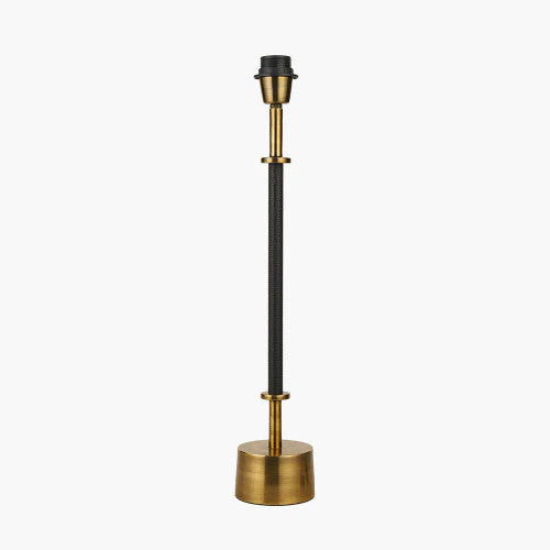Antoine Black Croc and Antique Brass Metal Table Lamp - Base Only