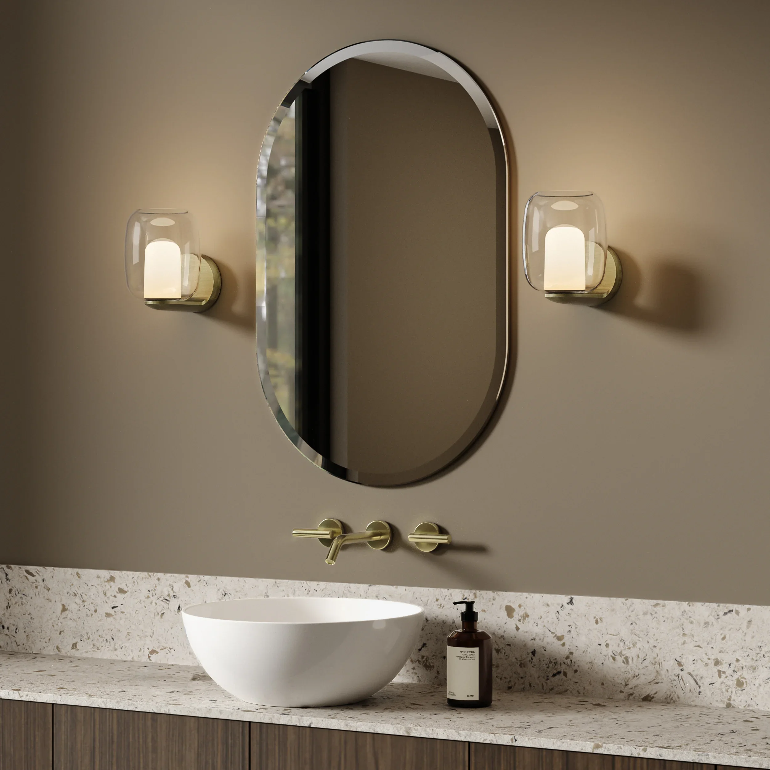 Aquina Bathroom Wall Light IP44- Matt Brushed Brass - Image 4