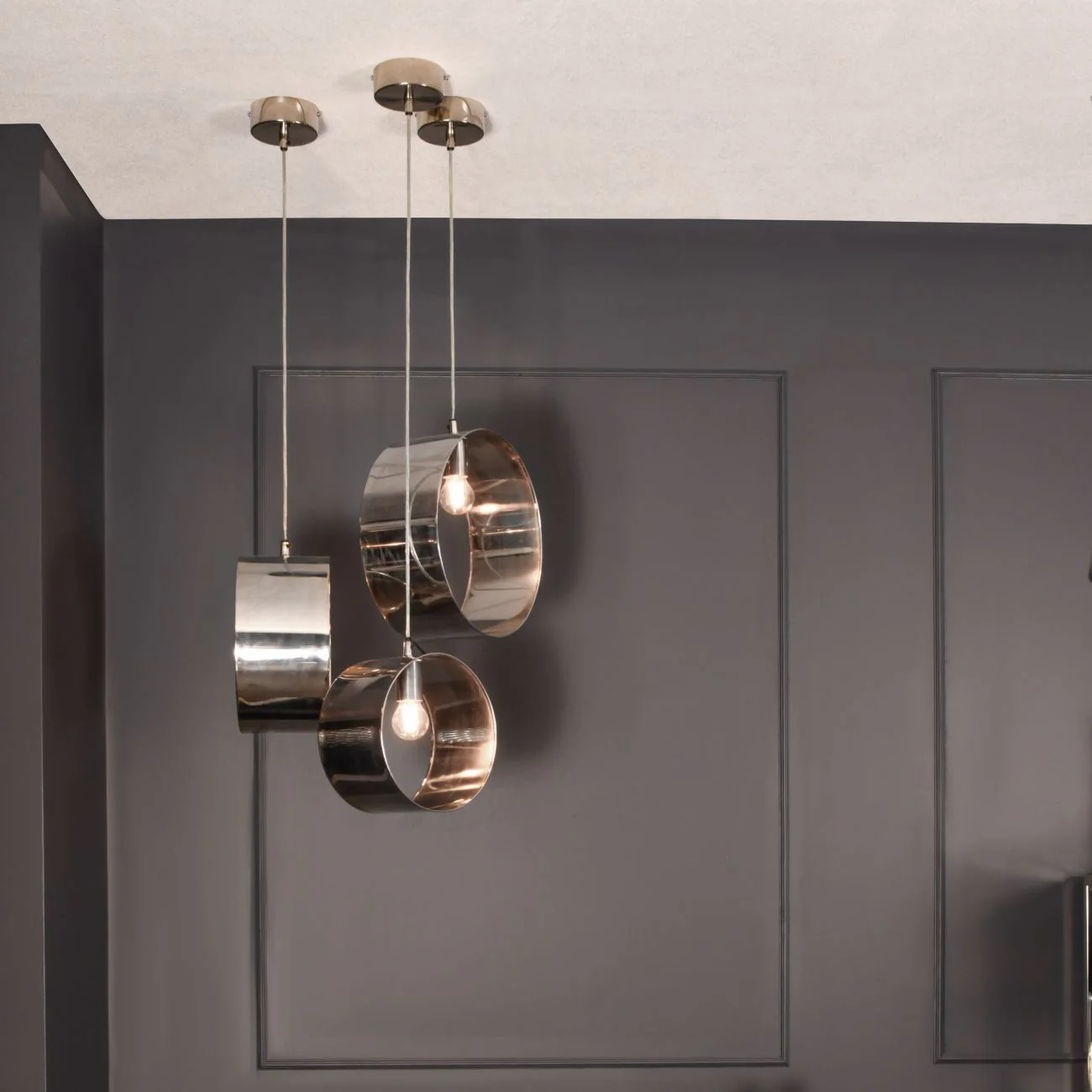 Ara Set Of 3 Ring Hanging Lights - Silver/Gold Finish - Image 4