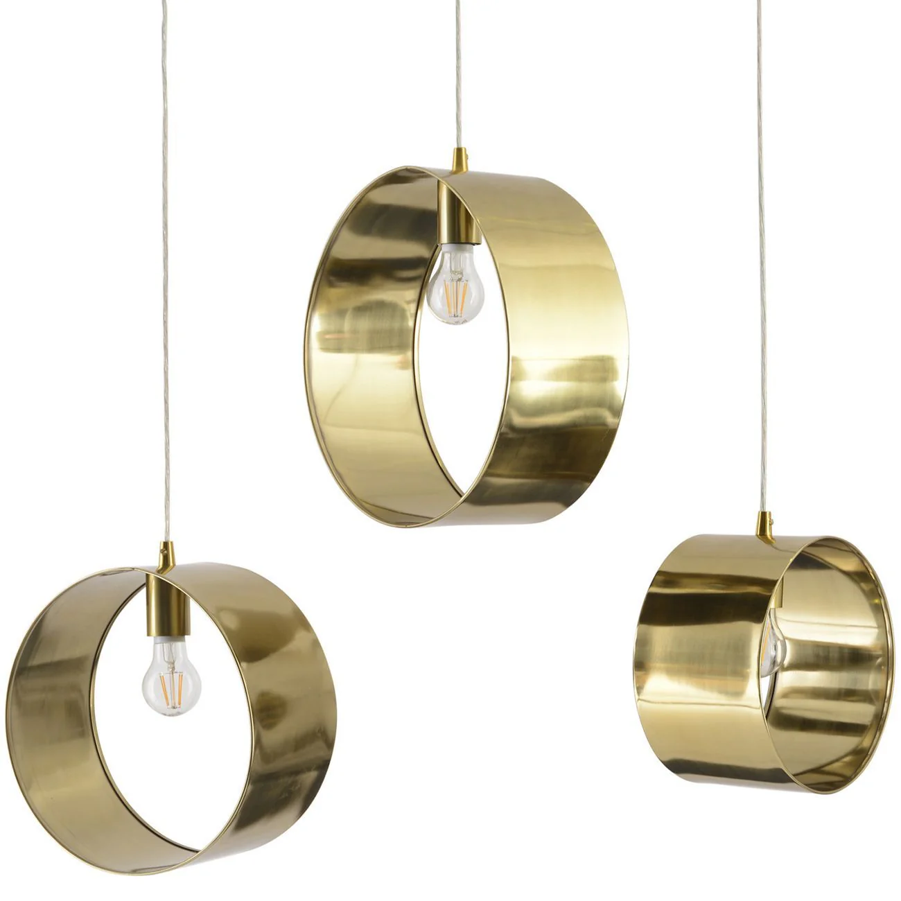 Ara Set Of 3 Ring Hanging Lights - Silver/Gold Finish - Image 5