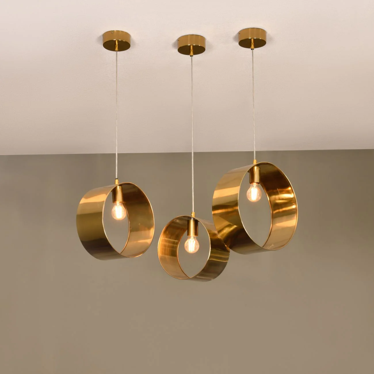 Ara Set Of 3 Ring Hanging Lights - Silver/Gold Finish - Image 9