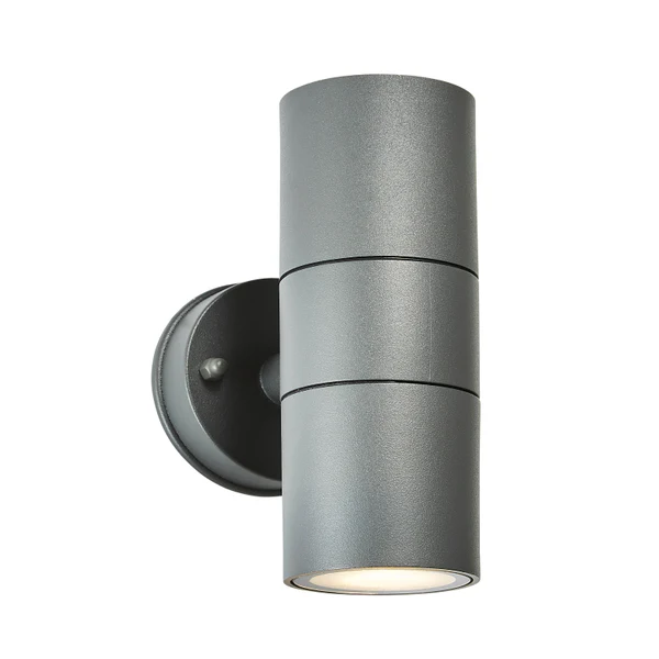 Arbo Carbon Fibre Up & Down Wall Light with Clear Tempered Glass - Anthracite/Rust
