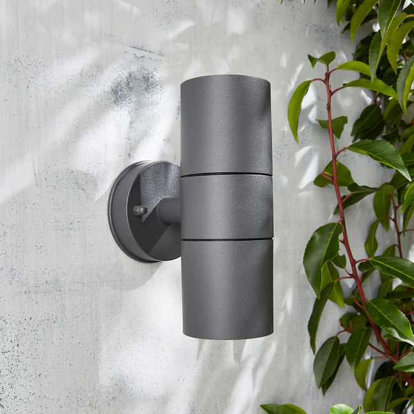 Arbo Carbon Fibre Up & Down Wall Light with Clear Tempered Glass - Anthracite/Rust - Image 2