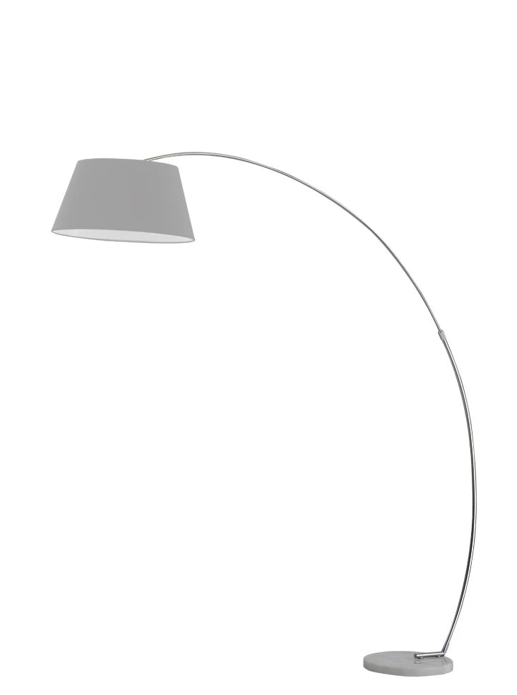 Arcadia Extendable Floor Lamp Marble Base & Black/Silver Grey Shade E27 - Image 2