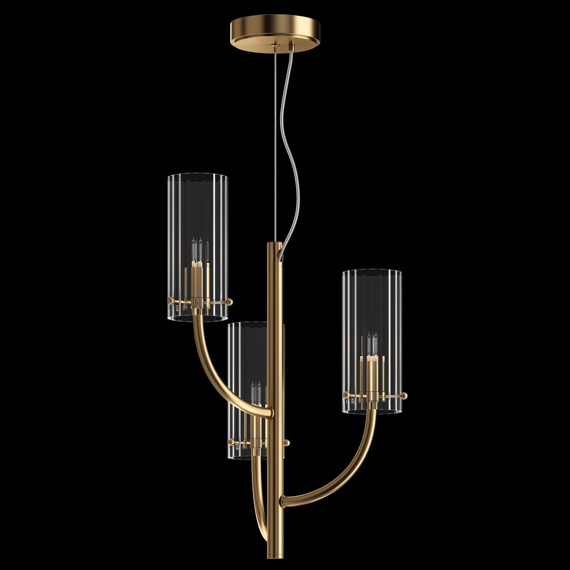 Arco 3Lt Centre Ceiling Light - Brass Finish - Image 2