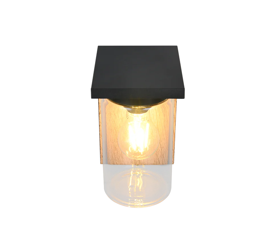 Ardila Outdoor Wall Light- Black/ Wood Finish - Image 3