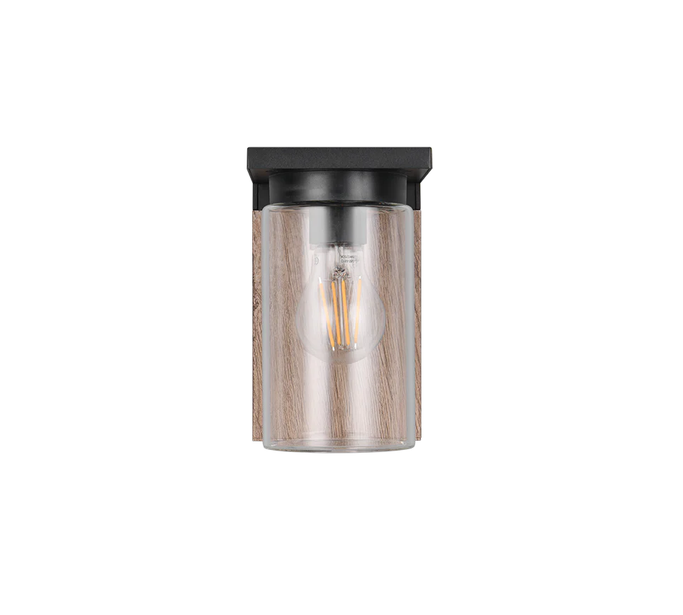 Ardila Outdoor Wall Light- Black/ Wood Finish - Image 6