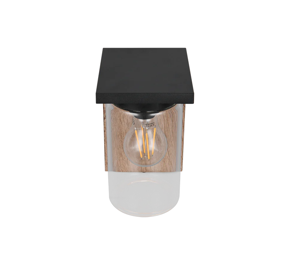 Ardila Outdoor Wall Light- Black/ Wood Finish - Image 7
