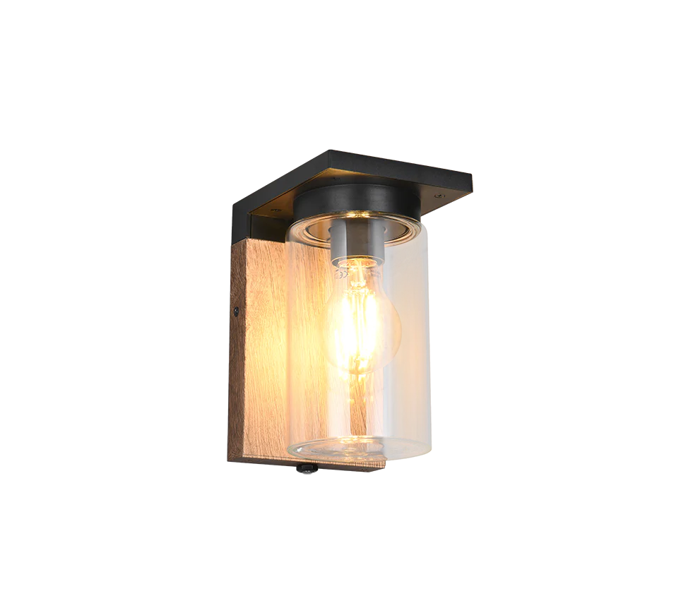Ardila Outdoor Wall Light- Black/ Wood Finish - Image 8