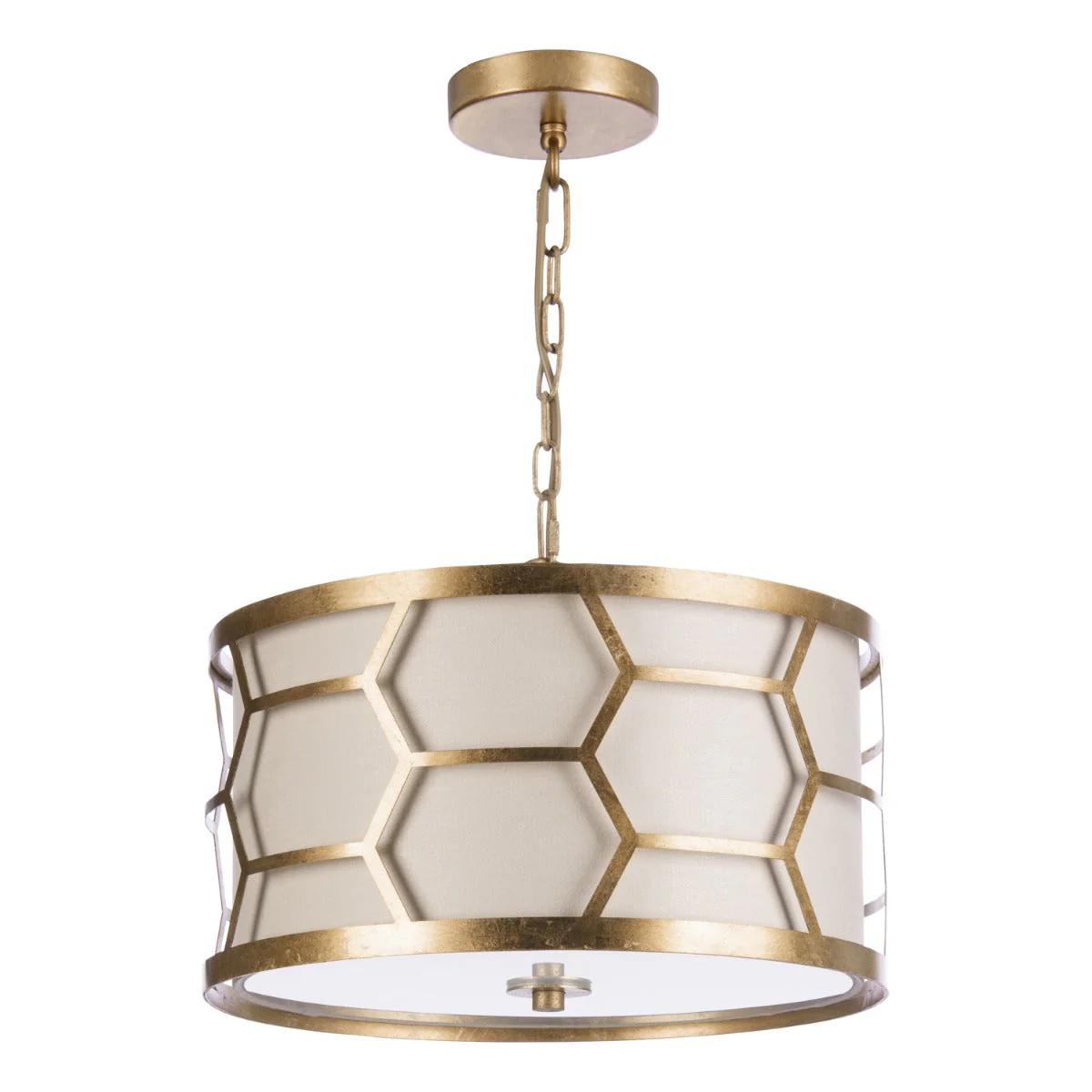 Arendal 3/4Lt Light Pendant Gold Leaf With Bespoke Shade - Image 2