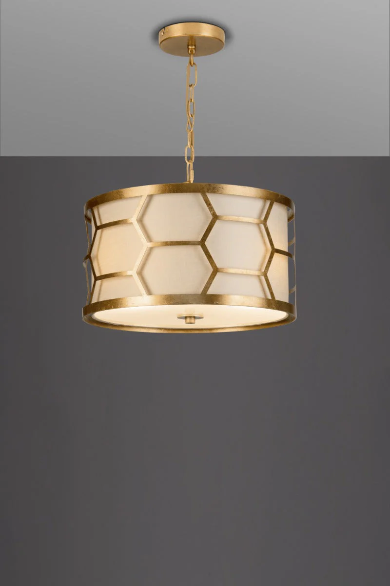 Arendal 3/4Lt Light Pendant Gold Leaf With Bespoke Shade - Image 4