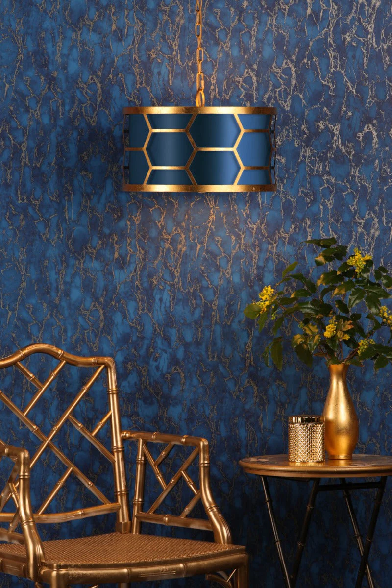 Arendal 3/4Lt Light Pendant Gold Leaf With Bespoke Shade - Image 5