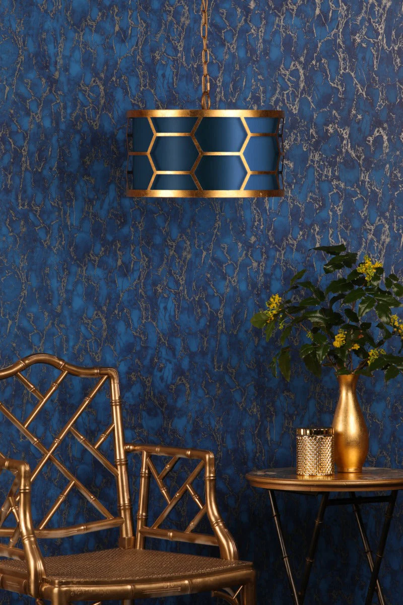 Arendal 3/4Lt Light Pendant Gold Leaf With Bespoke Shade - Image 6