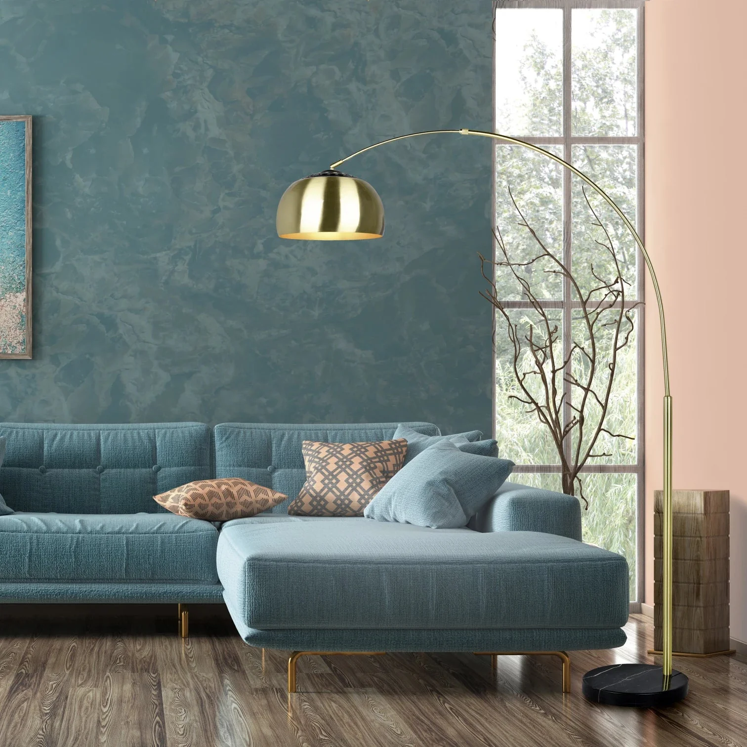 Argentina Arc Floor Lamp - Brass/Nickel - Image 4