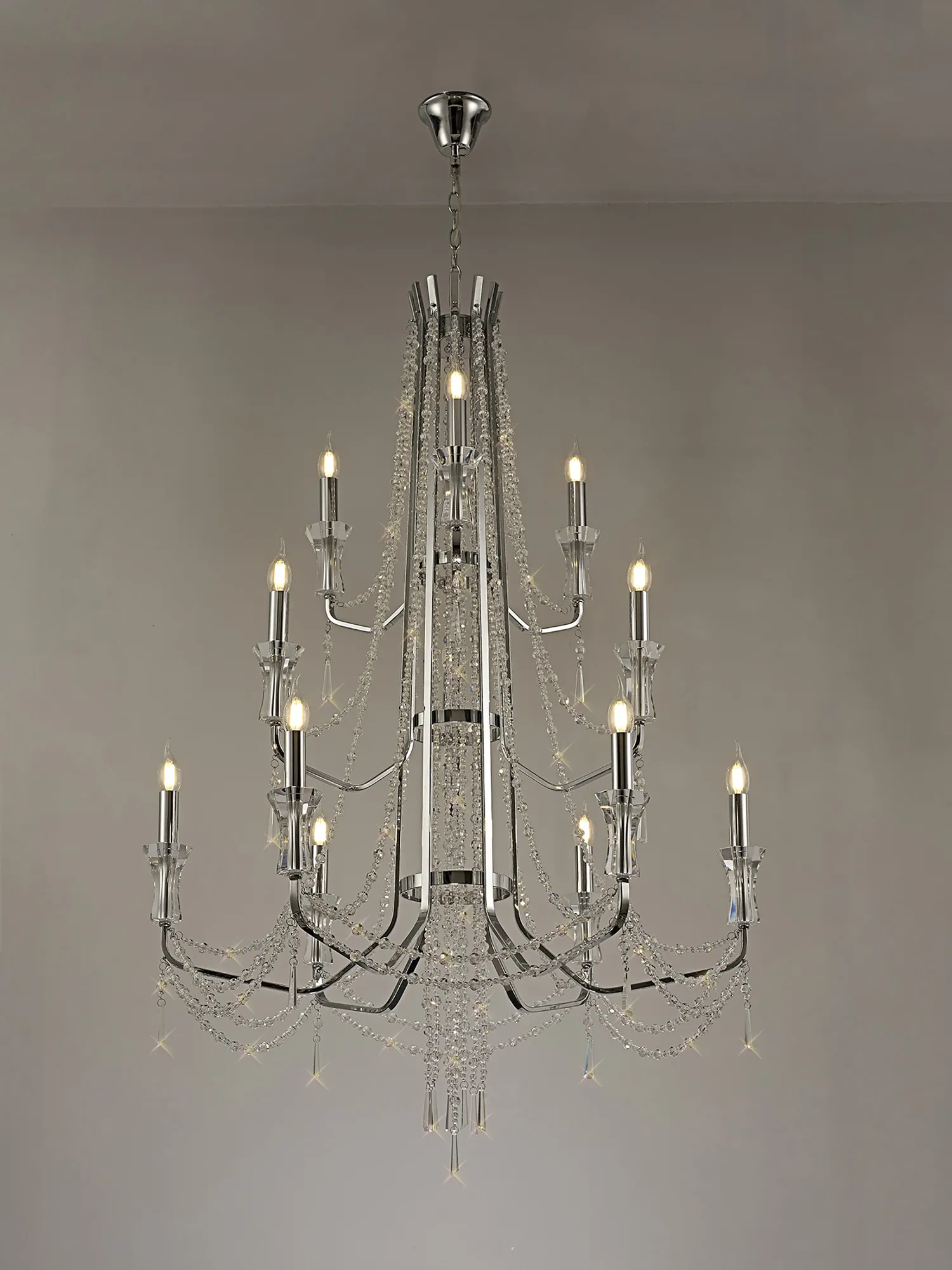 Armand 12/24Lt Crystal Chandelier - Chrome/Gold - Image 2