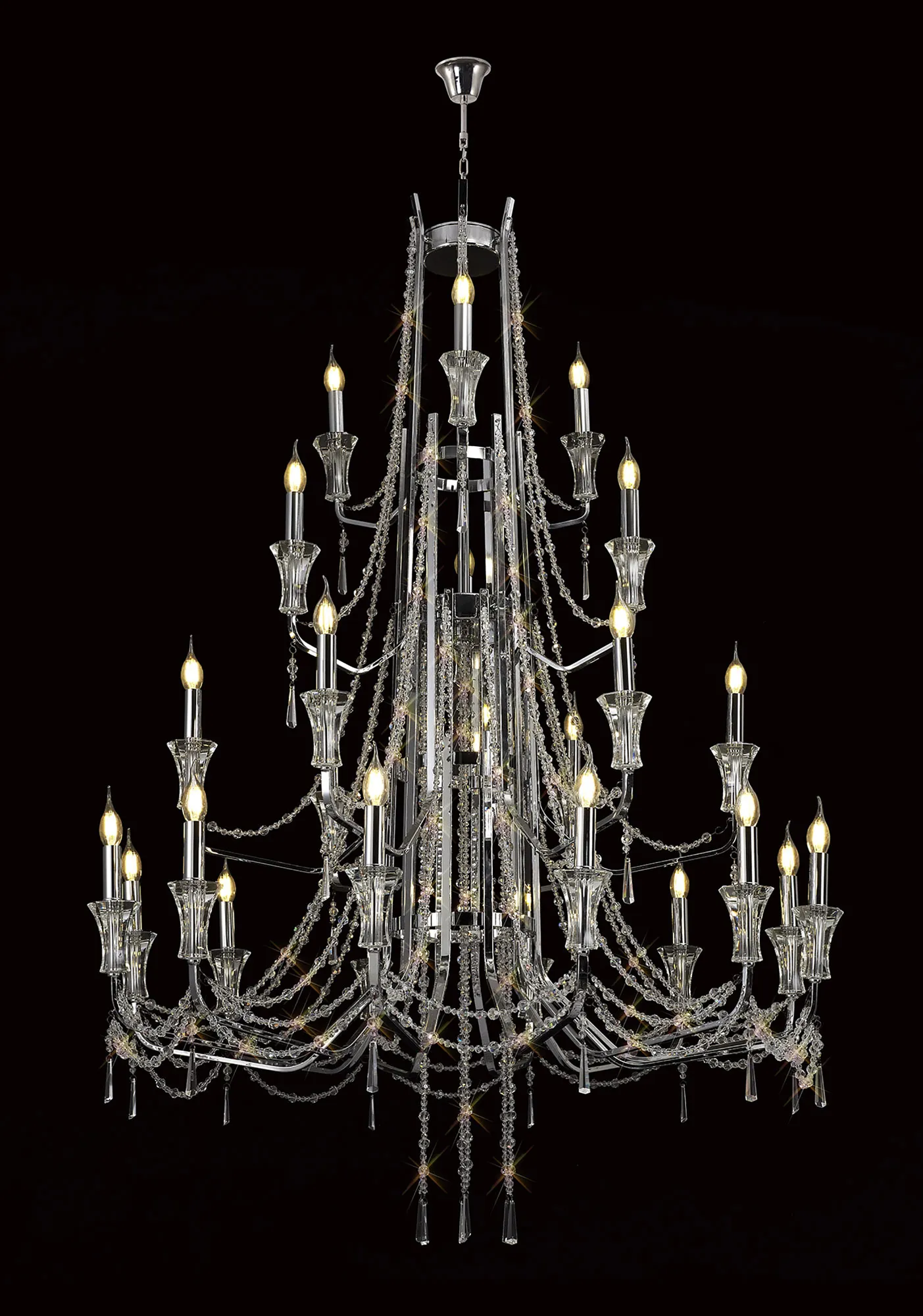 Armand 12/24Lt Crystal Chandelier - Chrome/Gold - Image 3