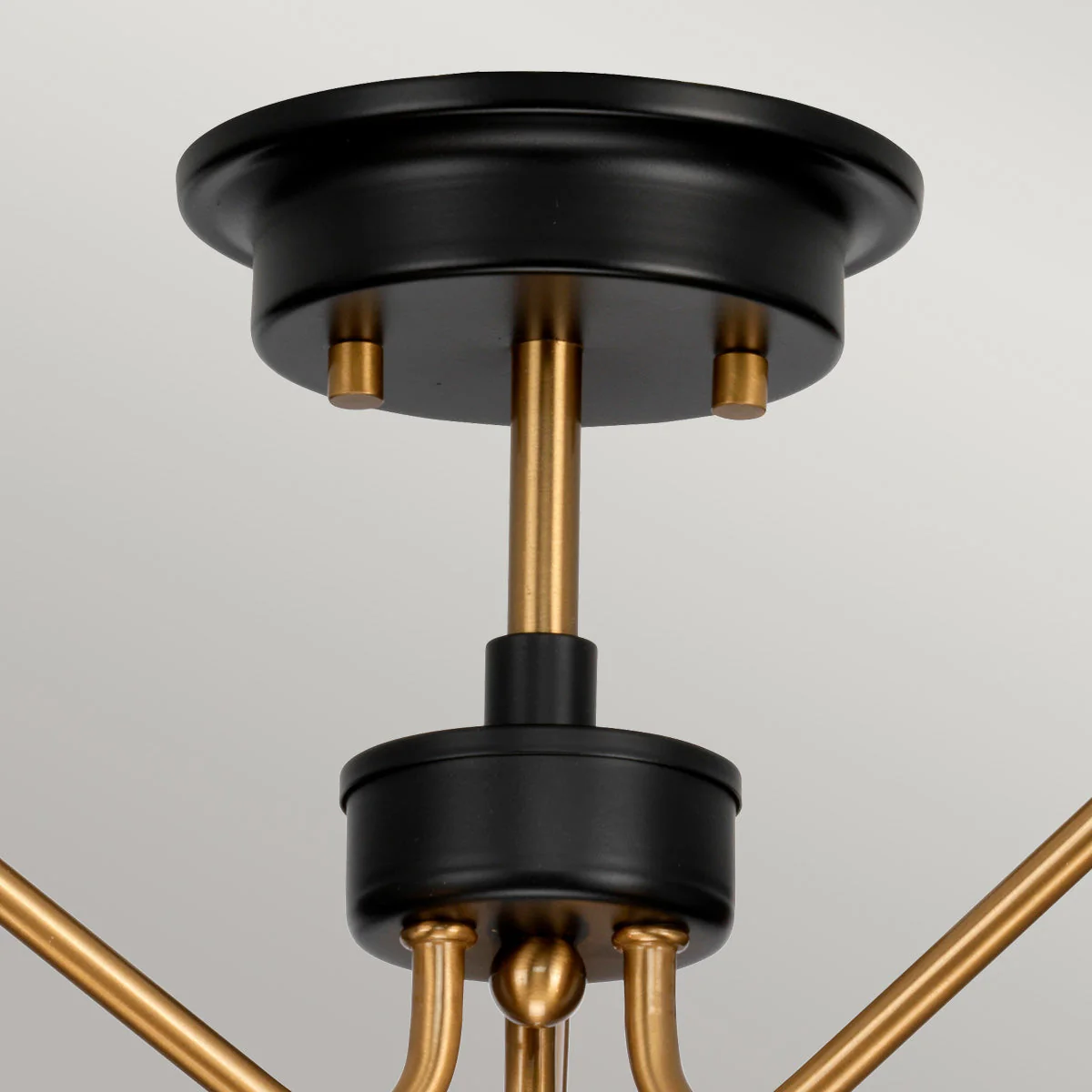 Armand 3 Light Semi-Flush - Aged Brass Plated Lamp, Charcoal Black Paint - Image 3
