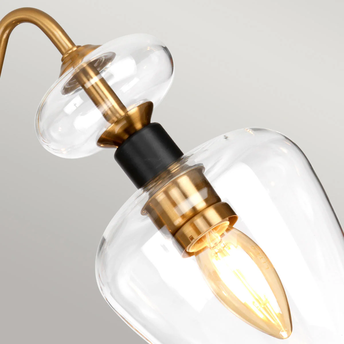 Armand 3 Light Semi-Flush - Aged Brass Plated Lamp, Charcoal Black Paint - Image 4