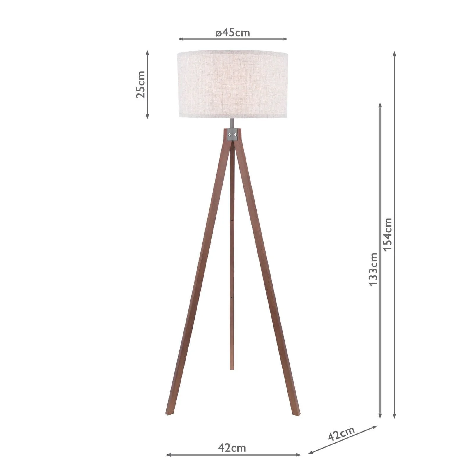 Armitage Tripod Floor Lamp Dark/Light Wood With Shade E27 - Image 4